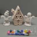 Blushtier 3 Pcs Christmas Ceramics to Paint 8 x 5.58 Inches Gingerbread Men Gingerbread House Paint Craft Kit Unpainted Ceramics Tea Candle Holder