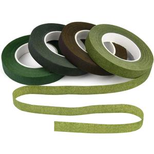 KUUQA 4 Rolls 1/2" Wide Floral Tapes for Bouquet Stem Wrapping and Floral Crafts,Wedding Bouquet,Dark Green,Light Green,Grass Green,Dark Brown (Mix Color)