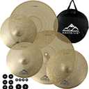 EASTROCK 5 Pieces Low Volume Cymbal Pack with Cymbal Bag and Felts,Golden