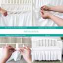 Crib Bed Skirt 28 x 52 with 14 Drop Pleated Dust Ruffle for Baby Boys Girls Elastic Adjustable Fit Toddler Bedskirt Easy On/Off Soft Nursery Standard Crib Bedding Skirts Solid White Crib Skirt