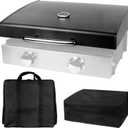5011 Hard Cover Hood with Temperature Gauge for Blackstone 22 inch Table Top Griddle, Griddle Lid and Heavy Duty Grill Cover & Bag for Blackstone 22" Table Top Griddles, Black