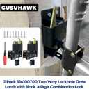 2 Pack S16100700 Two-Way Lockable Gate Latch(Small Size Version: 3"L x 5"H) with Black 4-Digit Combination Lock for Metal Gates with 1-1/4" to 1-1/2" Diameter Tubes
