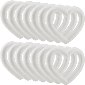 14 Pack 6 Inch Heart Foam Wreath, White Polystyrene Foam Ring, Heart Craft Foam Wreath for DIY Arts Floral Projects Home Wedding Decor