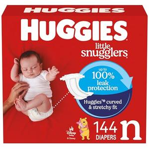Huggies Size Newborn Diapers, Little Snugglers Baby Diapers, Size Newborn (up to 10 lbs), 144 Count