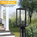 Outdoor Post Lights with Pier Mount Base, 2-Pack Modern Lamp Post Light Fixture Waterproof Pole Lights Outdoor Column Lights Exterior Post Lantern with Clear Glass for Garden Patio