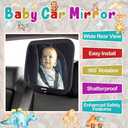 Baby Car Mirror Rear Facing Baby Essentials 100% Shatterproof Safest Clear View 360 Adjustable to All Seats and Ages Crash Tested Fully Assembled