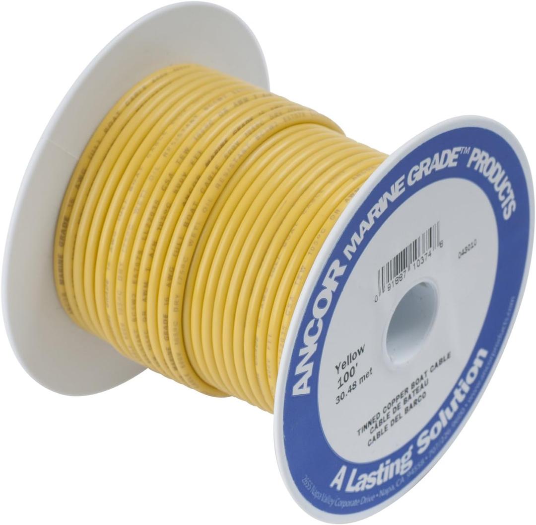Ancor 183003 Tinned Copper Wire, 16 AWG (1mm2), Yellow - 25ft