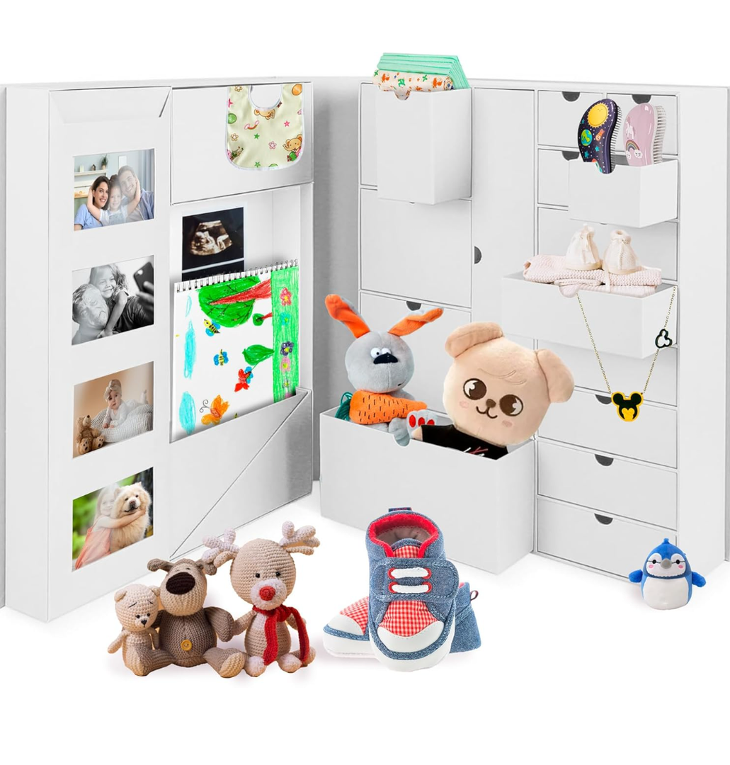Baby Keepsake Box - Baby Memory Box - Baby Boy Girl Keepsake Box Tins Memory Box Pregnancy Baby Bubbs Storage Box Baby First Year Box Library Baby All-in-One Organizer