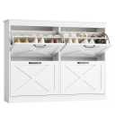 Garvee Shoe Storage Cabinet with 4 Flip Drawers, Shoe Storage Organizer Cabinet, Freestanding Wood Shoe Rack Cabinet for Entryway, Hallway, Foyer