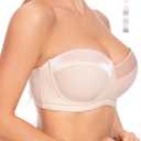 Women's Push up Strapless Bra with Clear Straps for Big Bust, Never Move On Party Band Size(34-48) Cup B/C/D/DD/DDD/G