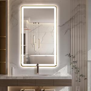 Niccy LED Bathroom Mirror, 40"x24" Rectangle Wall Mounted Vanity Mirrors with Metal Frame, Anti Fog Dimmable Smart Mirror for Bathroom/Bedroom/Livingroom/Entryway, (Horizontal or Vertical),Gold