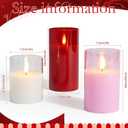 VIHOSE 3 Pack Flameless LED Pillar Candles, Real Wax Flickering Battery Operated Candles, 3"x4" 5" 6", Wedding Decorations, Table Centerpieces, Bridal Shower & Reception Decor