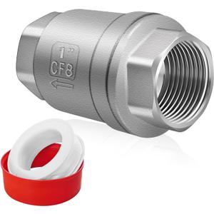 Boltigen 1 inch Spring Check Valve, 304 Stainless Steel CF8 Non Return One Way Horizontal Check Valve, Vertical Inline Water Check Valve for Well, Pump, Tank, Backflow Prevention, WOG 1000
