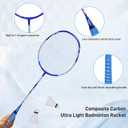 Badminton Rackets,Badminton Racket Set,Both Offensive and Defensive,Composite Carbon Ultra Light 82g Professional Training Racket,Including 2 Rackets,2 Shuttlecocks,and 1 Bag, Head Size: 67.5 cm