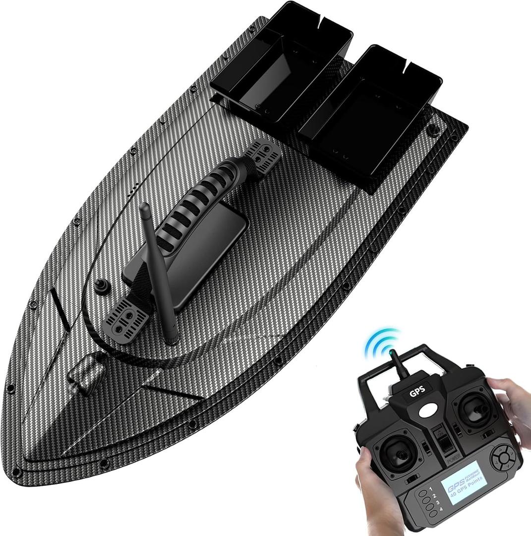 Zunate RC Fishing Bait Boat with for Pools and Lakes, 1.5Kg Loading 500M Remote Control Fishing Boat Double Motor, Dual Bait, Automatic , Auto Return