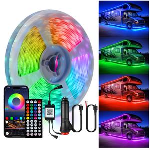 Destlife 2 Pack RV Awning Lights, 40FT 12V LED Light Strip, RV Outdoor Light, Camper Lights RV Porch Light for Motorhome Travel Trailers Food Trucks, RV Underglow Light Kit(RGB)