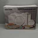 Kikcoin 22 PCS Nonstick Baking Pans Set, Stackable Bakeware Sets with Silicone Handles, 450°F Oven Safe Baking Sheet Set, Easy Release Cookie Sheets for Baking, Cream