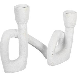 Bloomingville Modern Sculptural Double Taper Candle Holder, White
