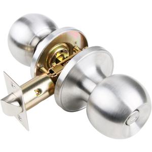Privacy Door Knob for Bedroom Bathroom Doorknob Satin Nickel Indoor Door Knob Locks Security Round Door Knob Handle Silver Room Door Knob with Lock 1 Pack