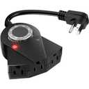 Outdoor Light Timer Waterproof, 24 Hours Plug in Timer with 2, 4, 6 or 8 Hours Countdown Mode, 3 Grounded Dusk to Dawn Electrical Outlet for Outdoor Backyard Garden Patio Lights Christmas Decorations