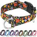 Fidohug Martingale No Pull Collar with Buckle Adjustable Nylon Slip Collar for Dogs Training Walking (Orange Floral, Small)