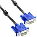 6ft (1.8m) VGA Monitor Cable - Male - to - Male, Video Cord for PC/Laptop to Projector (VGA Plug), Office/Home, Blue