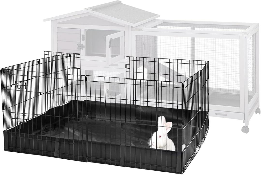 Aivituvin Rabbit Playpen Pet Pen Small Animal Cage with Waterproof Liner - Extension Playpen (Black)