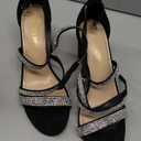 DREAM PAIRS Womens Ankle Strap Dress Pump Low Chunky Heel Sandals (9, Black-rhinestone)