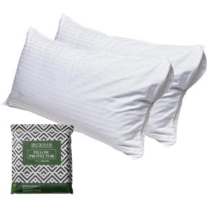 Beckham Hotel Collection King Size White Pillow Protector with Zipper Set of 4, Soft and Breathable Cotton Pillow Protector Covers