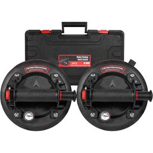 Glass Suction Cups 8inch Heavy Duty Handheld Glass Lifter 600LBS Load Capacity Powerful Industrial Suction Cups with Pressure Gauge for  transport Glass Window Tile with Carry Box