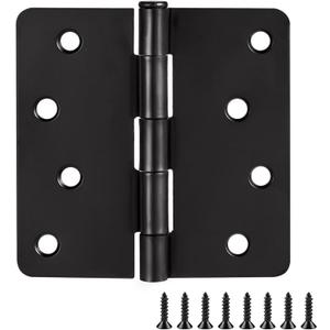 Design House Interior Door Hinges, 4.0 in. x 4.0 in., Rounded, 1/4-in. Radius, Steel, Pre-Lubricated, Door Hardware, Matte Black, 10-Pack, 188953