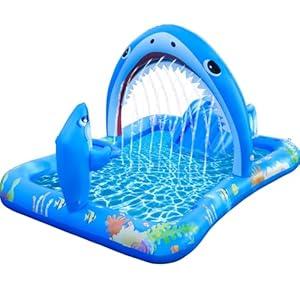 Onory Inflatable Kiddie Pool Inflatable Play Center Kids Toddler Pool with Water Slide, Water Sprayers Toddler Pool with Play Ball Hoop Thickened Swimming Pool for Backyard