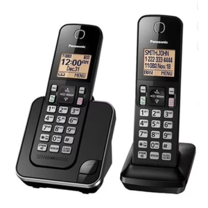 Panasonic Cordless Phone 2 Handsets System Expandable with Amber Backlit Display – KXTGC352B (Black)