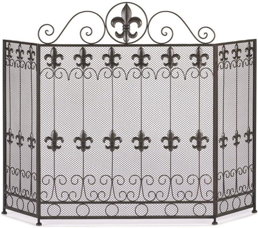 Fireplace French Revival FIRE Place Screen Metal Iron Fleur di lis