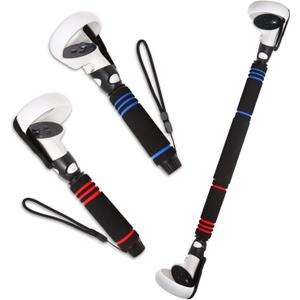 VR Game Handle Attachments for Oculus/Meta Quest 2 Handles,2 in 1 Upgraded Multipurpose VR Dual/Long Stick Handle Extension Grips for Quest 2 Controllers Playing BeatSaber Games