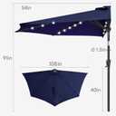 9ft Solar Half Umbrellas Outdoor - LED Half Patio Umbrella with 25 Lights, UV Protection Waterprool, Half Round Umbrella for Wall Balcony, Pool, Porch, Garden, Deck, Backyard, Navy Blue