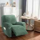 NORTHERN BROTHERS Stretchy Recliner Chair Covers, Velvet Recliner Covers, Lazy Boy Chair Cover (Light Green, 1 Seat)