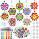 Sonwyoung 30 Sets Suncatchers Craft Kits, DIY Glow in The Dark Suncatcher Kits Stained Glass Window Paint Art for Classroom Party Activities Art Craft Party Favors (Mandala)