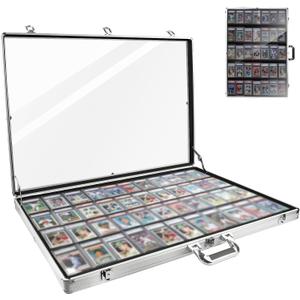 34 in X 22 in Silver Card Show Display Case Large Aluminum, Trading Card Display Case Suitable for Sports Card/TCG/Jewelry Collection, 1-Year Coverage