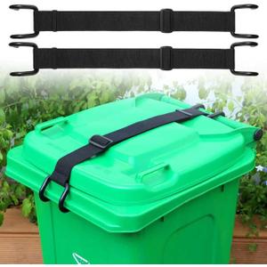 Metal Non-Slip Double Claw Trash Can Lid Lock, Adjustable Animal-Proof & Windproof Garbage Can Lock, Universal Fit for 28-96 Gallon Outdoor Bins 2-pack