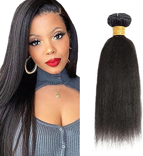 Kinky Straight Bundles Human Hair 1 Bundles 8 Inch Peruvian Virgin Hair 1 Bundles Natural Black Color Yaki Straight Hair Weave