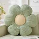 Flower Pillow,Sage Green Throw Pillows Flower Shaped Daisy Cushion Seating Floor Pillows Home Decorative Seating Cushions (15.75in)