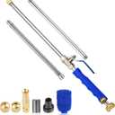 Yiliaw High Pressure Power Washer Wand With 3 Sprayer Nozzle, 38 Inch Garden Hose Nozzle Sprayer Flexible Watering Wand for Gutter Patio Car Pet Plants Window Cleaning Tool (Blue)