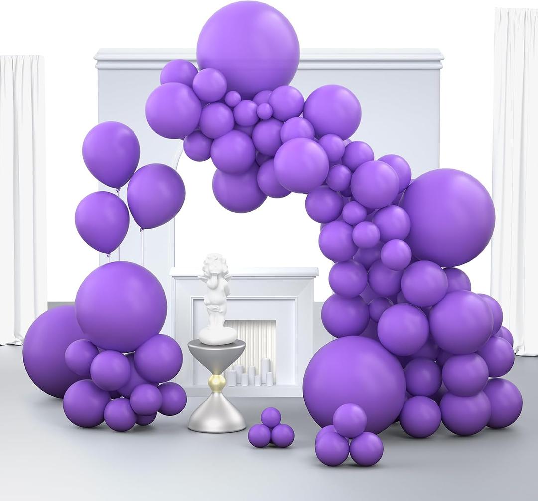 2 x Purple Balloons, 150 pcs Different Sizes Pack of 18 Inch 12 Inch 10 Inch 5 Inch Lavender Lilac Balloon Arch Kit Garland for Graduation Baby Shower Halloween Birthday Party Decorations