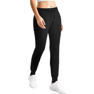 CADITEX Womens Joggers with Pockets,Stretch Active Drawstring Sweatpants Women for Travel Workout Running (Black)