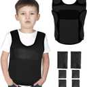 Weighted Vest for Kids (Small, Ages 4 to 7) Compression Vest for Kids Including 6 Removable Weights Black