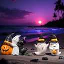 Halloween Decorations Ghost Statues Collectible-Figurines - Halloween Decor Indoor Cute Boo Ghost Sculpture Resin White Ghost With Black Hat Party Supplies Set of 2, 2.5*2*3.5 inch Newman House Studio