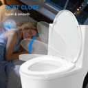 KHE Elongated Toilet Seat 18.5 Inch, Soft Close Toilet Seat with No-Touch Handle, Quick Release for Easy Cleaning, Non-Slip Bumpers, Durable PP, White