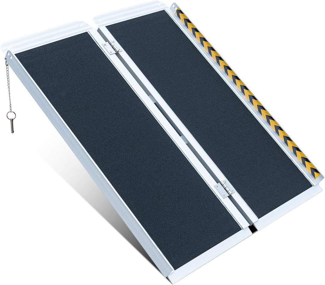 Portable Wheelchair ramp 3FT,No-Slip Aluminum Folding Handicap Ramp 800lbs Weight capacaity,Wheel Chair ramp for Home Steps,Stairs,car