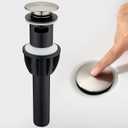 Pop Up Bathroom Sink Drain - Bathroom Sink Stopper with Overflow for Faucet Vessel, Push Type Bathroom Sink Vanity Assembly with Strainer, Brushed Nickel